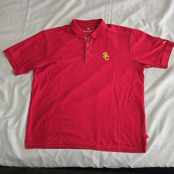 Tommy Bahama USC Trojans Polo Shirt Mens LG Red Short Sleeve Football NCAA Logo - Picture 2 of 10